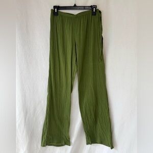 Wide Legged Boho Pants w/Elastic Waist and Tie Detail